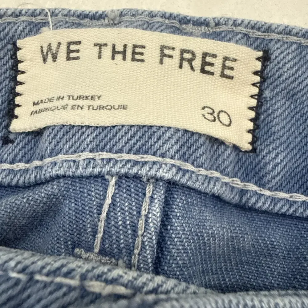 FREE PEOPLE We The Free Deep Trance Dropped Boyfriend Jeans Ocean Blue Size 30